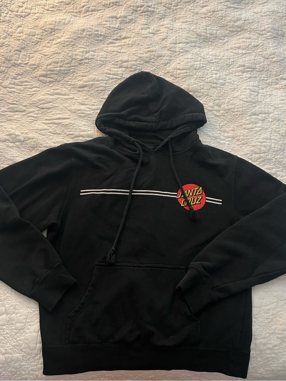 Santa Cruz Skateboards Black Hoodie with Red & Yellow Chest Logo